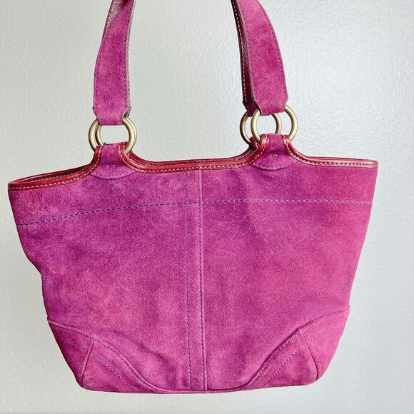 Coach Hampton Bucket Purple Suede Leather Shoulder SOHO Mid Size Tote Bag 9676 - Picture 11 of 12